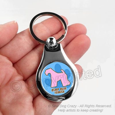Pink Kerry Blue Terrier Keychain