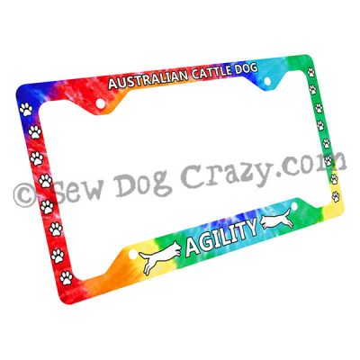 Tie Dye Cattle Dog Agility License Plate Frame
