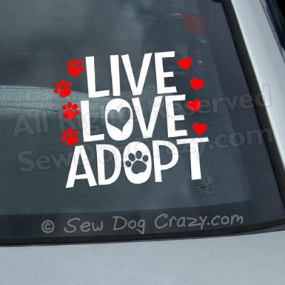 Live Love Adopt Car Window sticker