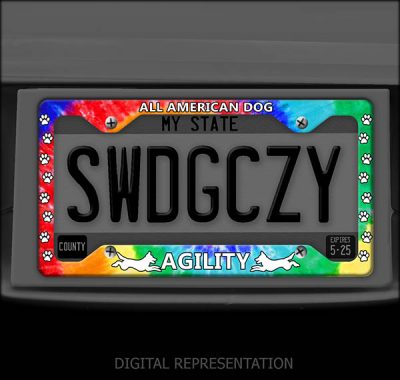 Tie Dye All American Agility License Plate Frame