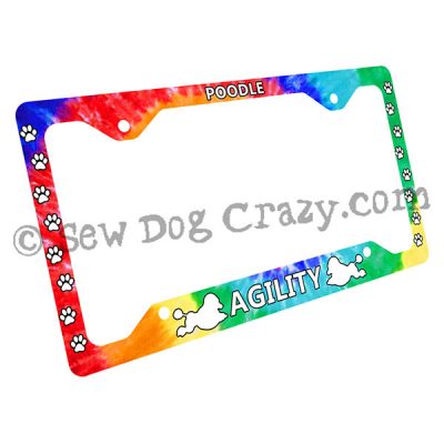 Tie Dye Poodle Agility License Plate Frame