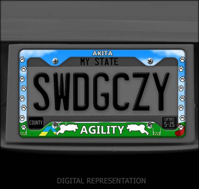 Akita Agility License Plate Frame