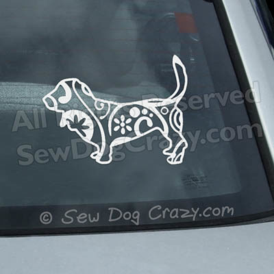 Paisley Basset Hound Car Window Sticker
