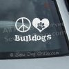 Peace Love Bulldogs Window Decal