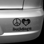 Peace Love Bulldogs Car Sticker