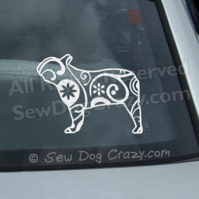 Paisley French Bulldog Car Window Sticker