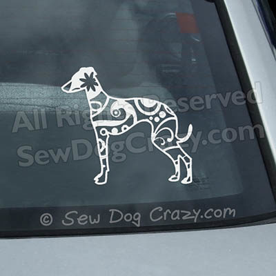 Paisley Italian Greyhound Car Window Sticker