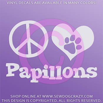 Peace Love Papillons Decal