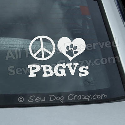Peace Love PBGV Car Window Sticker