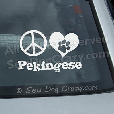 Peace Love Pekingese Car Window Sticker