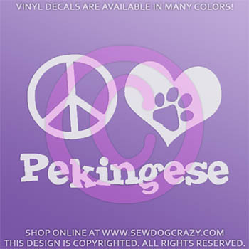 Peace Love Pekingese Decal