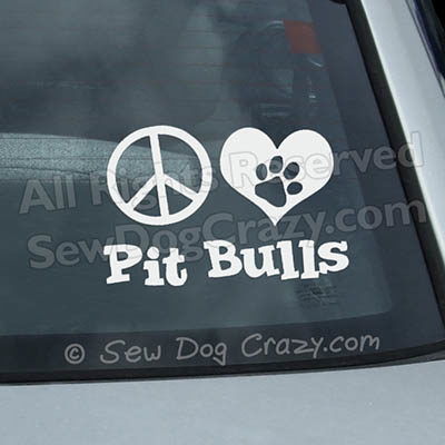 Peace Love Pit Bull Car Window Sticker
