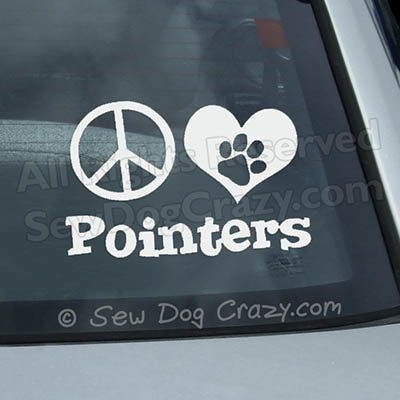 Peace Love Pointers Car Window Sticker