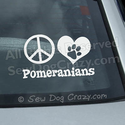 Peace Love Pomeranians Car Window Sticker