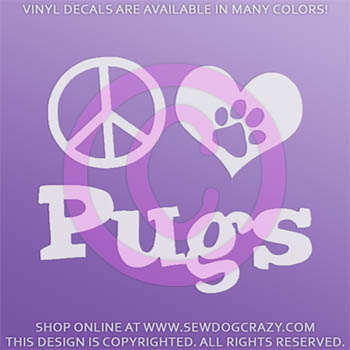 Peace Love Pugs Decal