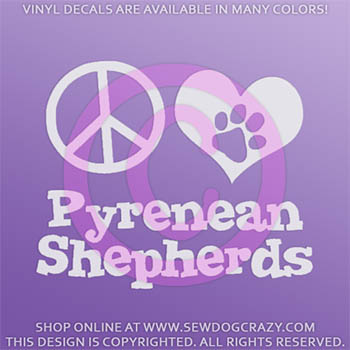 Peace Love Pyrenean Shepherd Decal