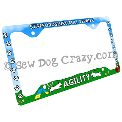 Staffie Agility License Plate Frame