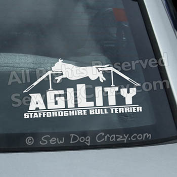 Staffie Agility Dog Walk Vinyl Sticker