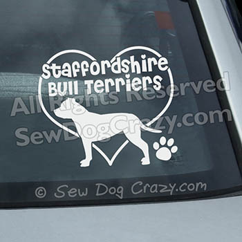 Love Staffordshire Bull Terriers Car Decal