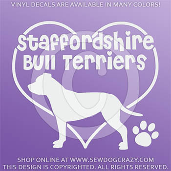 Love Staffordshire Bull Terriers Car Window Sticker