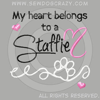 Embroidered Heart Staffordshire Bull Terrier Shirts