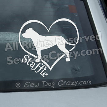 Love Staffies Car Window Sticker