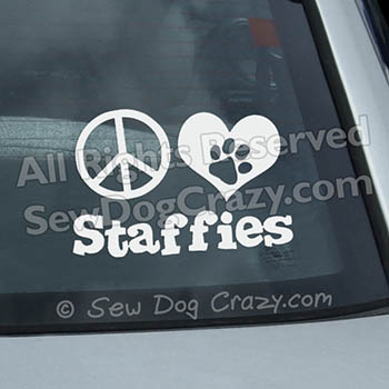 Peace Love Staffies Decal