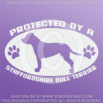 Protected by a Staffordshire Bull Terrier Car Decal
