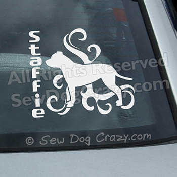 Tribal Staffie Car Window Sticker
