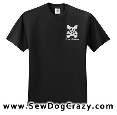 Embroidered Pirate Chihuahua Tshirts