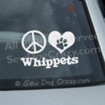 Peace Love Whippet Car Sticker