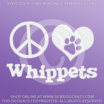 Peace Love Whippet Vinyl Decal
