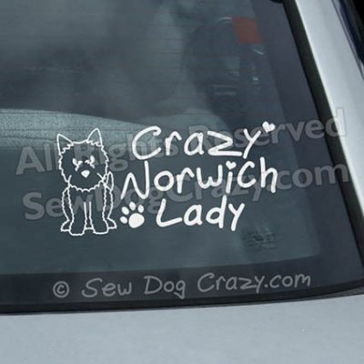 Crazy Norwich Terrier Lady Sticker