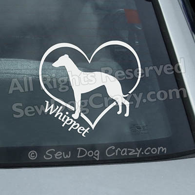 Love Whippets Car Window Sticker
