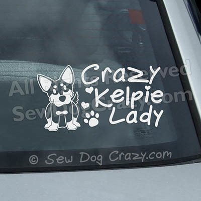 Crazy Kelpie Lady Car Window Sticker