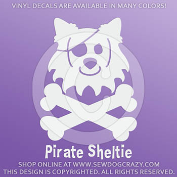 Pirate Sheltie Vinyl Sticker