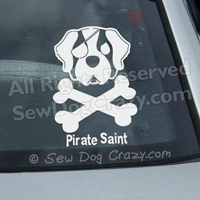 Pirate Saint Bernard Window Decals