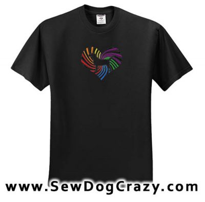 Rainbow Beagle Heart Embroidered Tshirt