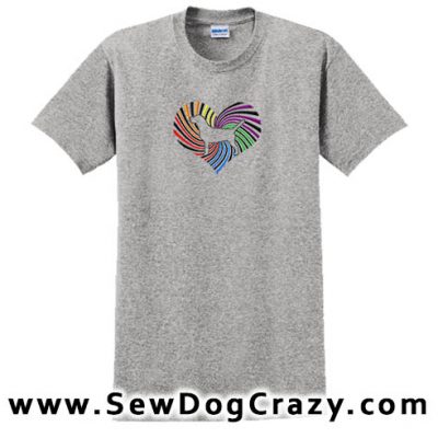 Rainbow Heart Beagle Embroidered Tshirt