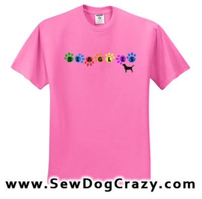 Embroidered Rainbow Beagle Tshirts