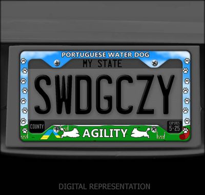 Portuguese Water Dog Agility License Plate Frame