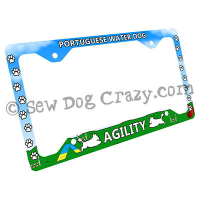 Portuguese Water Dog Agility License Plate Frame