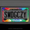 Rainbow Tie Dye Portuguese Water Dog Agility License Plate Frame