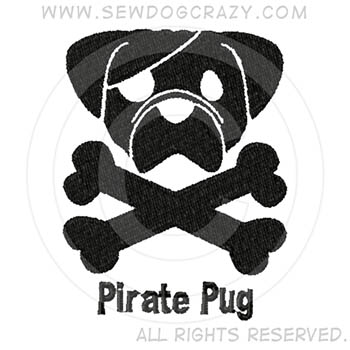 Embroidered Pirate Pug Gifts