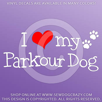 I Love my Parkour Dog Vinyl Sticker