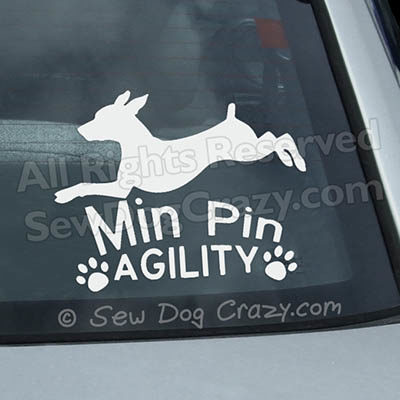 Min Pin Agility Car Window Stickers