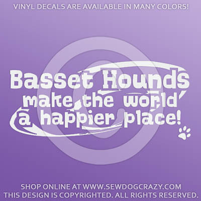 Happy Basset Hound Car Stickers