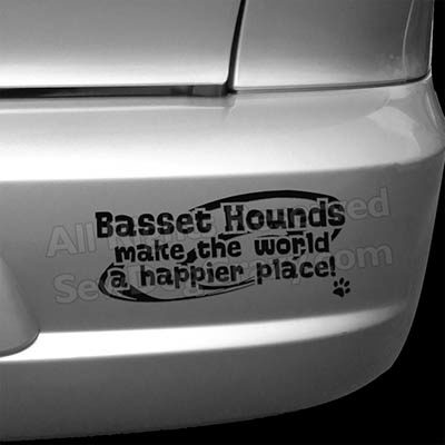 Happy Place Basset Hound Bumper Sticker