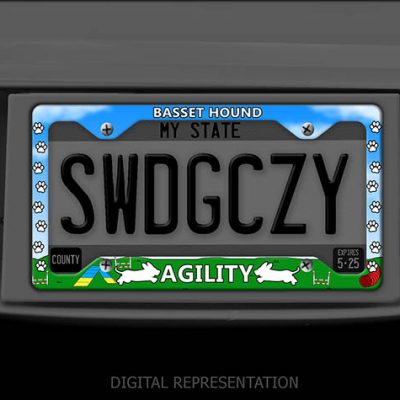 Basset Hound Agility License Plate Frame