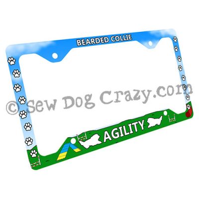 Bearded Collie Agility License Plate Frame